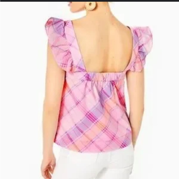 Lilly Pulitzer Pink and Purple Checkered Top - Picture 2 of 2